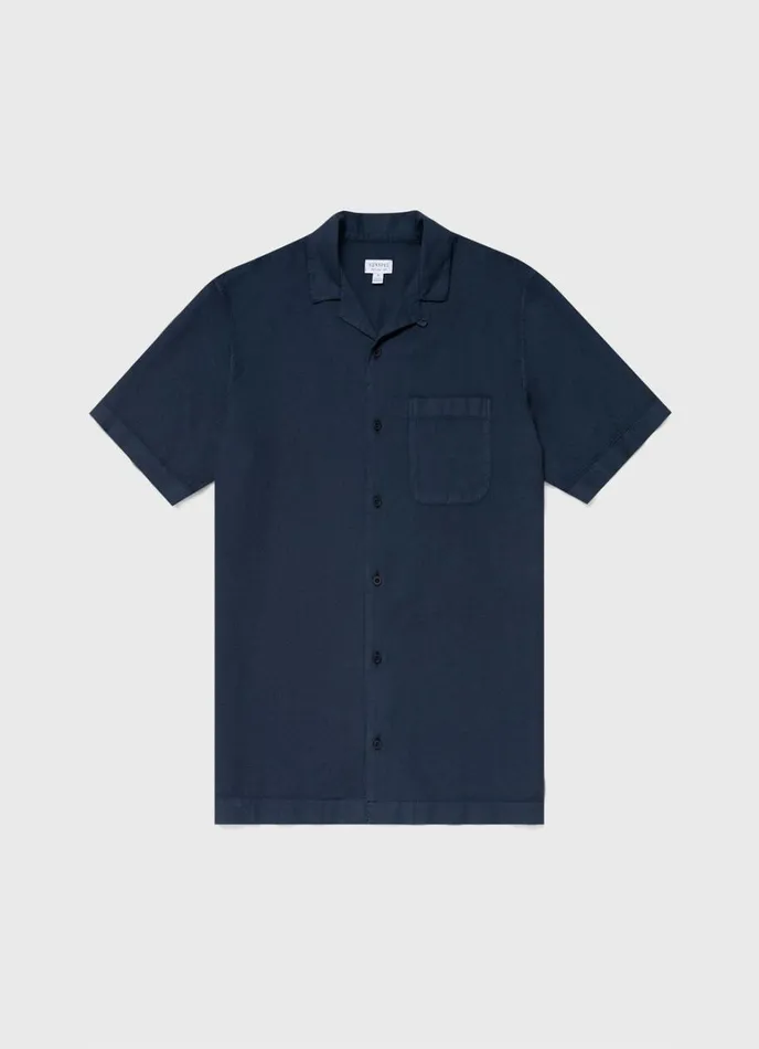 SUNSPEL Shirts Waffle Camp Collar Shirt Navy 8211 Men