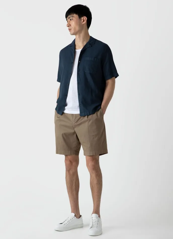 SUNSPEL Shirts Waffle Camp Collar Shirt Navy 8211 Men