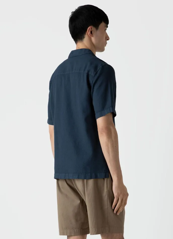 SUNSPEL Shirts Waffle Camp Collar Shirt Navy 8211 Men
