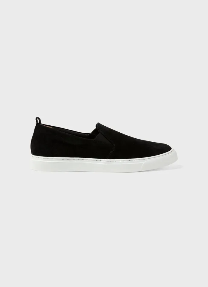 SUNSPEL Shoes Suede Slip On Trainer Black 8211 Men