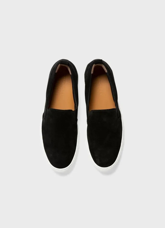 SUNSPEL Shoes Suede Slip On Trainer Black 8211 Men