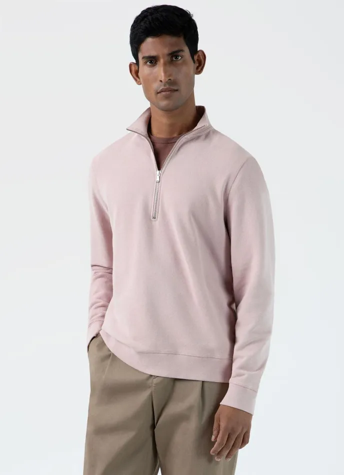 SUNSPEL Sweatshirts and Sweatpants Half Zip Loopback Sweatshirt Pale Pink 8211 Men
