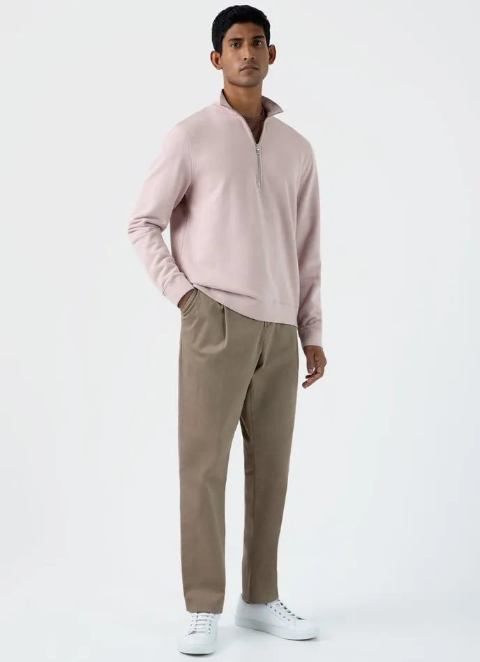 SUNSPEL Sweatshirts and Sweatpants Half Zip Loopback Sweatshirt Pale Pink 8211 Men