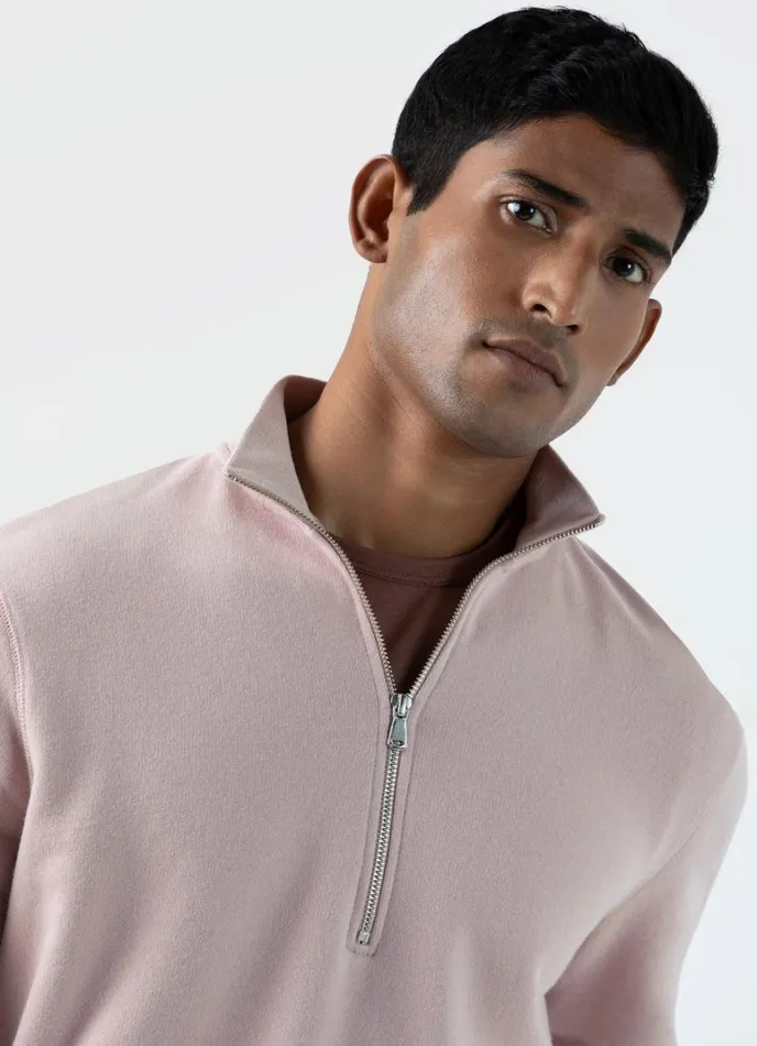 SUNSPEL Sweatshirts and Sweatpants Half Zip Loopback Sweatshirt Pale Pink 8211 Men