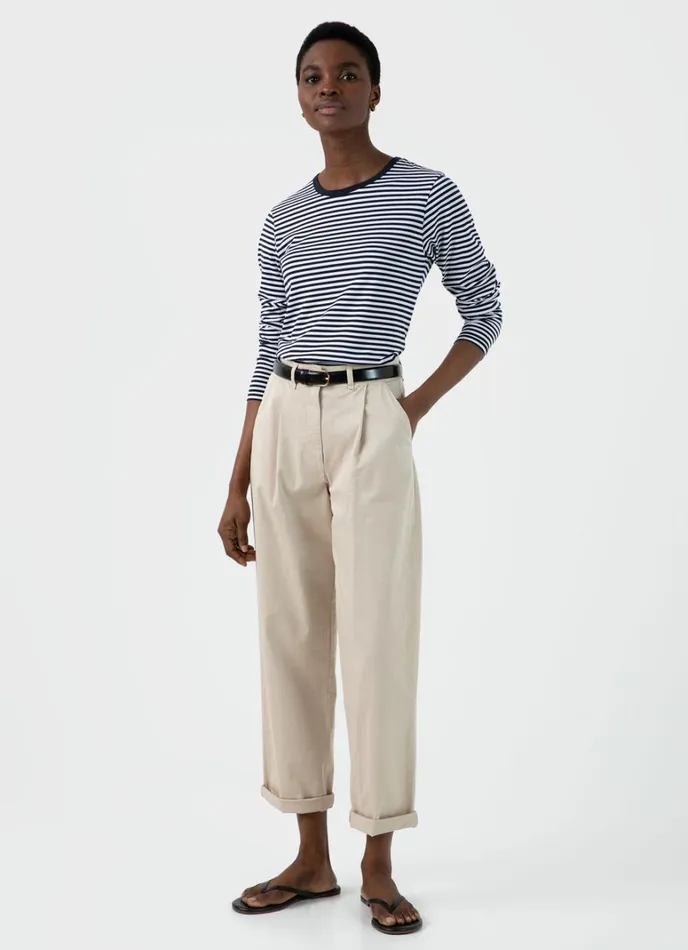 SUNSPEL Tshirts and Tops Long Sleeve Classic Tshirt Whitenavy 8211 Women