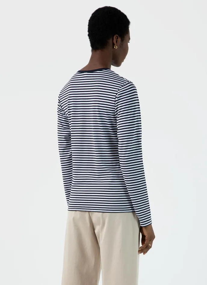 SUNSPEL Tshirts and Tops Long Sleeve Classic Tshirt Whitenavy 8211 Women