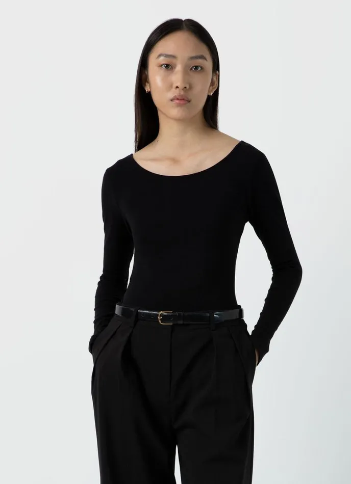 SUNSPEL Tshirts and Tops Scoop Back Top Black 8211 Women