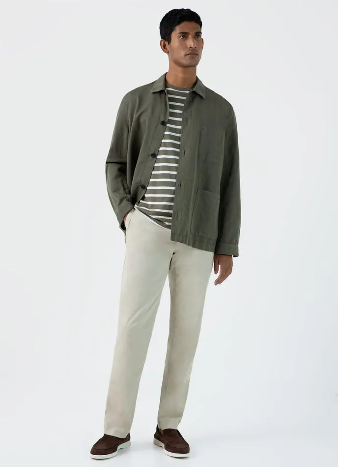 SUNSPEL Tshirts Classic Tshirt Khakiecru Breton Stripe 8211 Men
