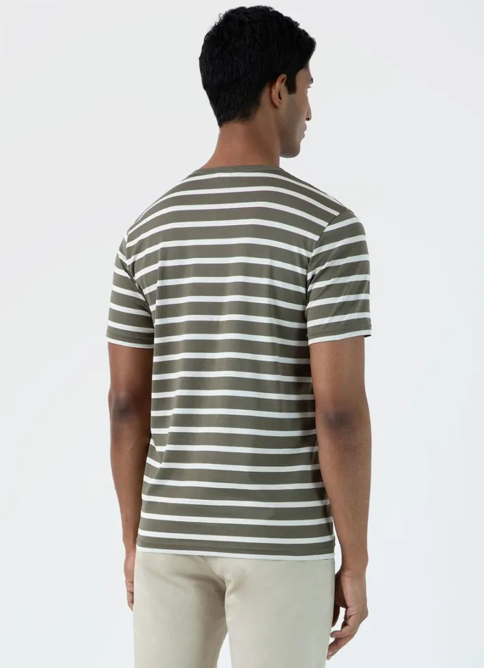 SUNSPEL Tshirts Classic Tshirt Khakiecru Breton Stripe 8211 Men