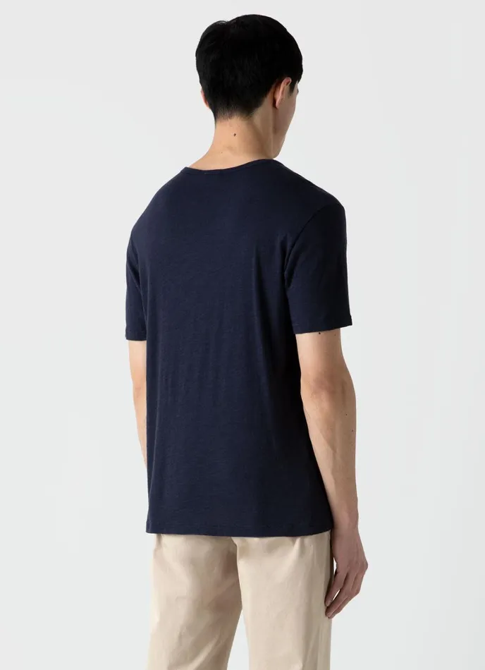 SUNSPEL Tshirts Cotton Linen Tshirt Navy 8211 Men