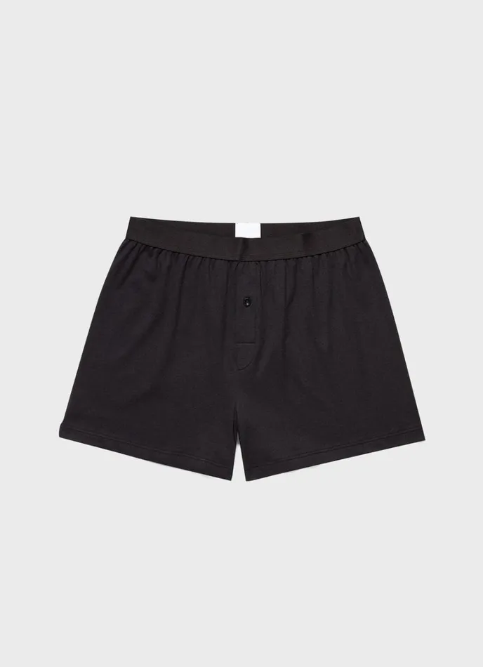 SUNSPEL Trunks and Shorts Sea Island Cotton OneButton Shorts Black 8211 Men