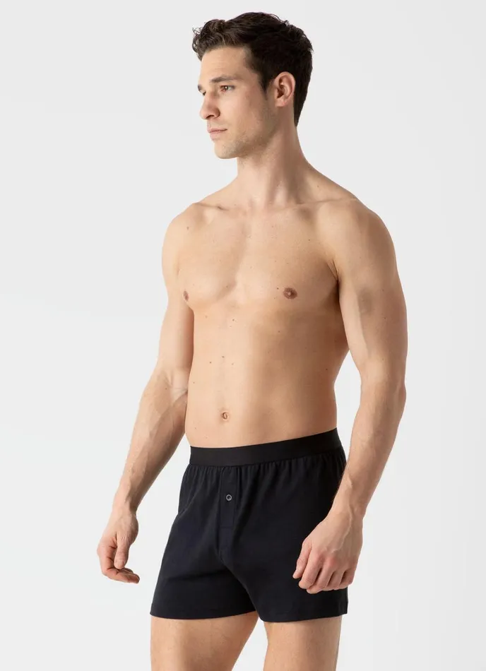 SUNSPEL Trunks and Shorts Sea Island Cotton OneButton Shorts Black 8211 Men