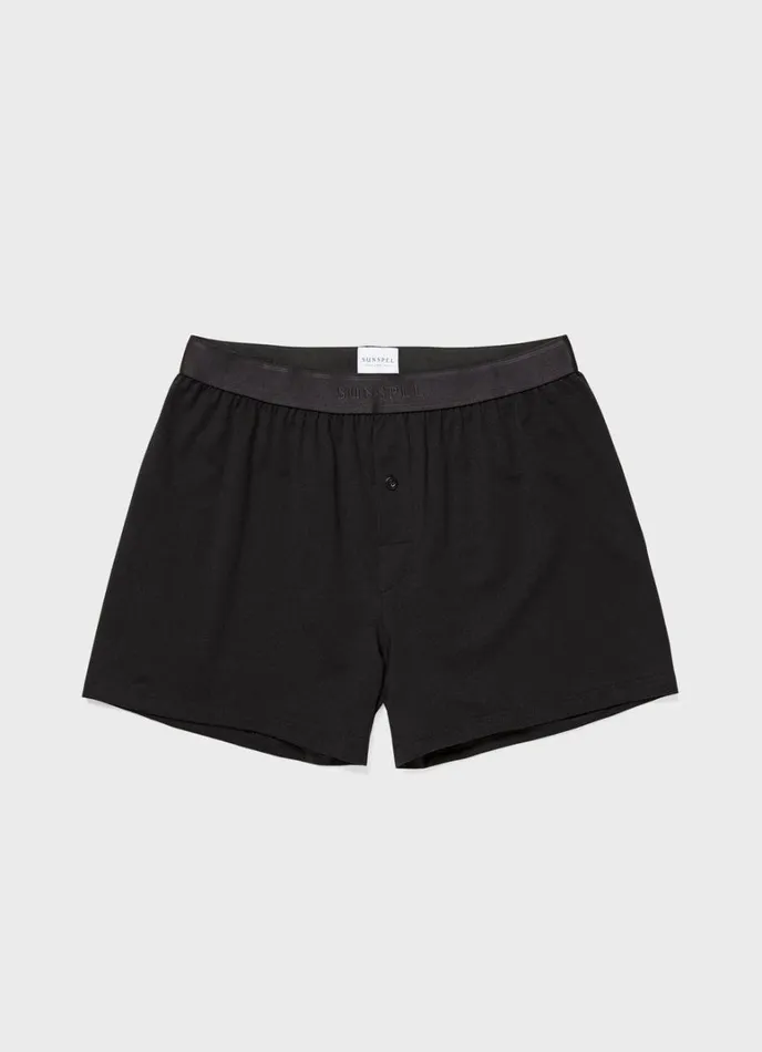 SUNSPEL Trunks and Shorts Superfine Cotton OneButton Shorts Black 8211 Men