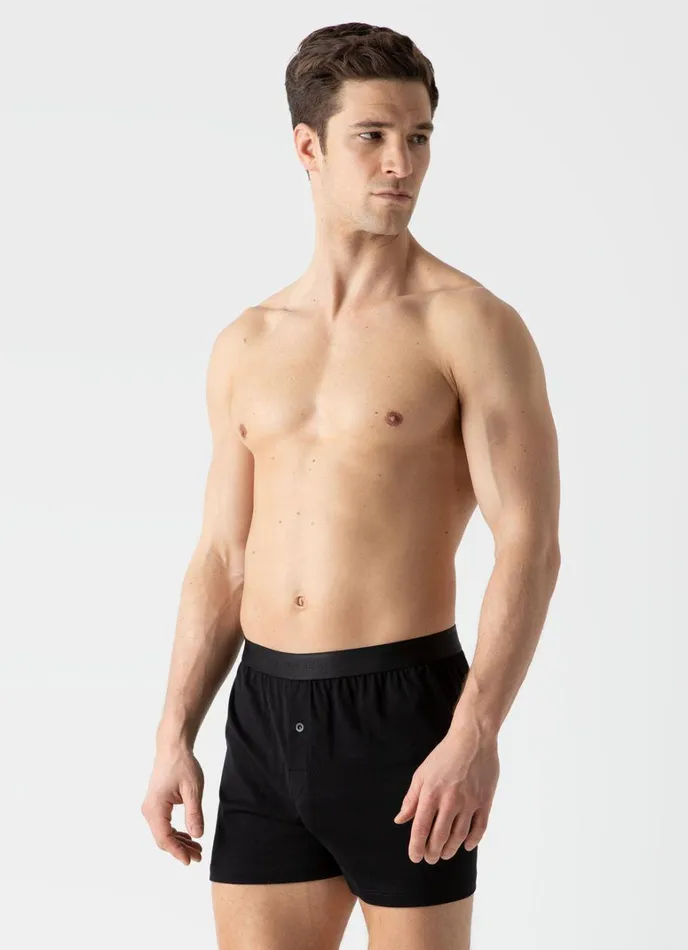 SUNSPEL Trunks and Shorts Superfine Cotton OneButton Shorts Black 8211 Men