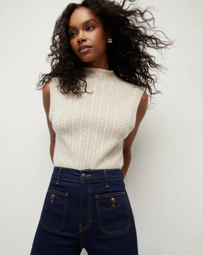 Sweaters Shop Veronica Beard Letita Cashmere Shell Oatmeal