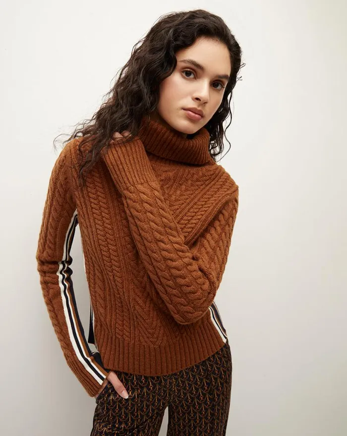 Sweaters Shop Veronica Beard Maril Lambswool Turtleneck Dark Ochre