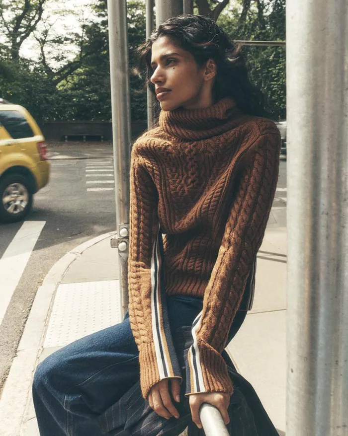Sweaters Shop Veronica Beard Maril Lambswool Turtleneck Dark Ochre