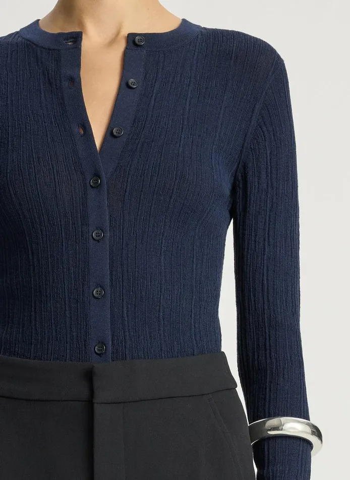 Sweaters Women ALC Fisher Fine Cotton Cardigan Navy Sweaters Women ALC Fisher Fine Cotton Cardigan Navy