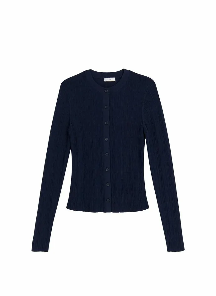 Sweaters Women ALC Fisher Fine Cotton Cardigan Navy Sweaters Women ALC Fisher Fine Cotton Cardigan Navy