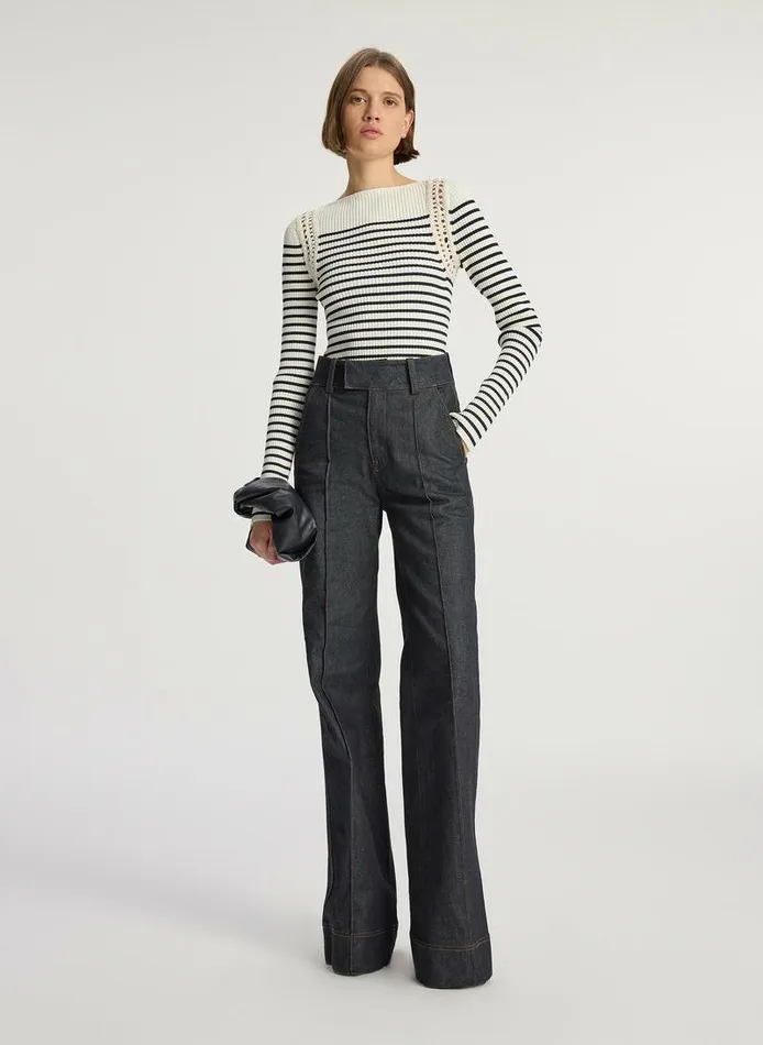 Sweaters Women ALC Isa Crochet Trim Top Navybone