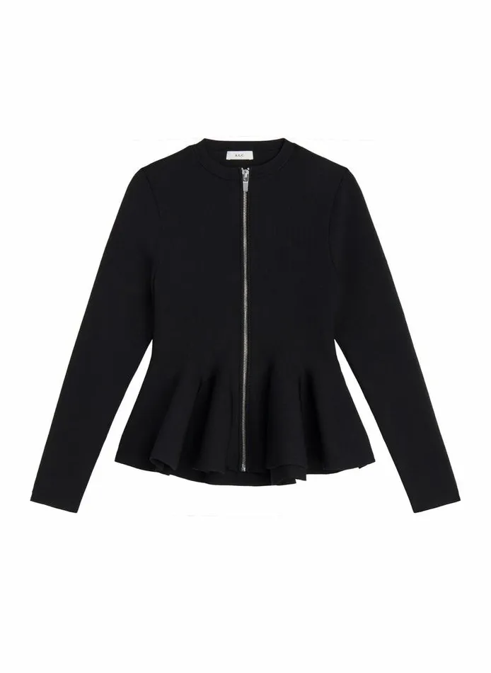 Sweaters Women ALC Nicola Peplum Knit Cardigan Black Sweaters Women ALC Nicola Peplum Knit Cardigan Black