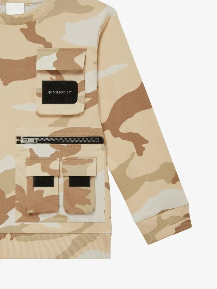Sweatshirt In Cargo Print Fleece Creambeige Kids Givenchy