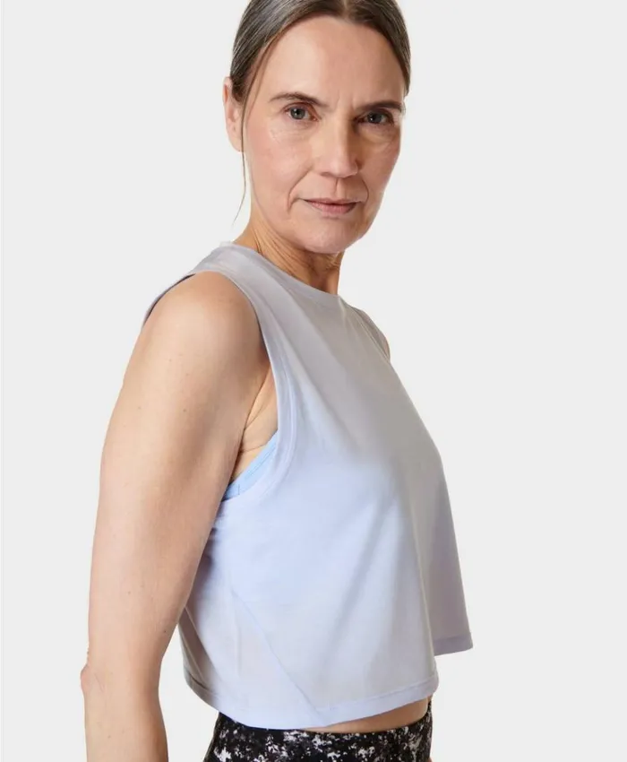 Sweaty Betty Breathe Easy Crop Muscle Tank Salt Blue Clothing Tank Tops