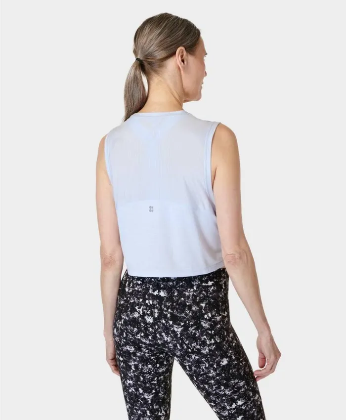 Sweaty Betty Breathe Easy Crop Muscle Tank Salt Blue Clothing Tank Tops