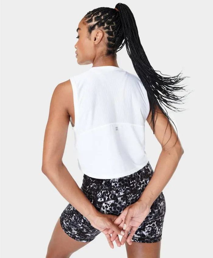Sweaty Betty Breathe Easy Crop Muscle Tank White Clothing Tank Tops