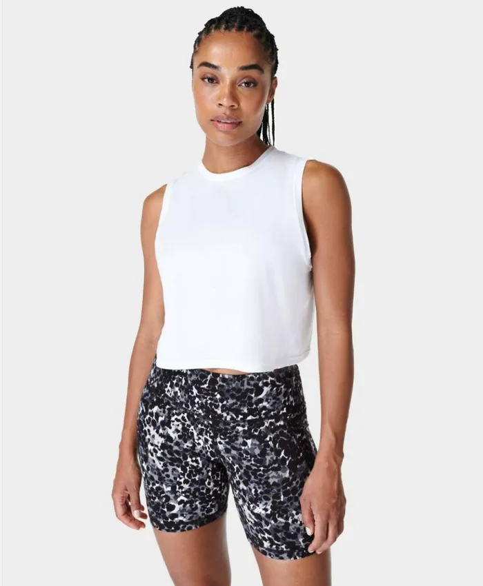 Sweaty Betty Breathe Easy Crop Muscle Tank White Clothing Tank Tops