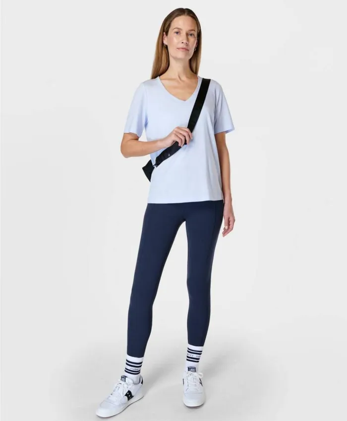 Sweaty Betty Essential VNeck Tee Salt Blue Clothing TShirts