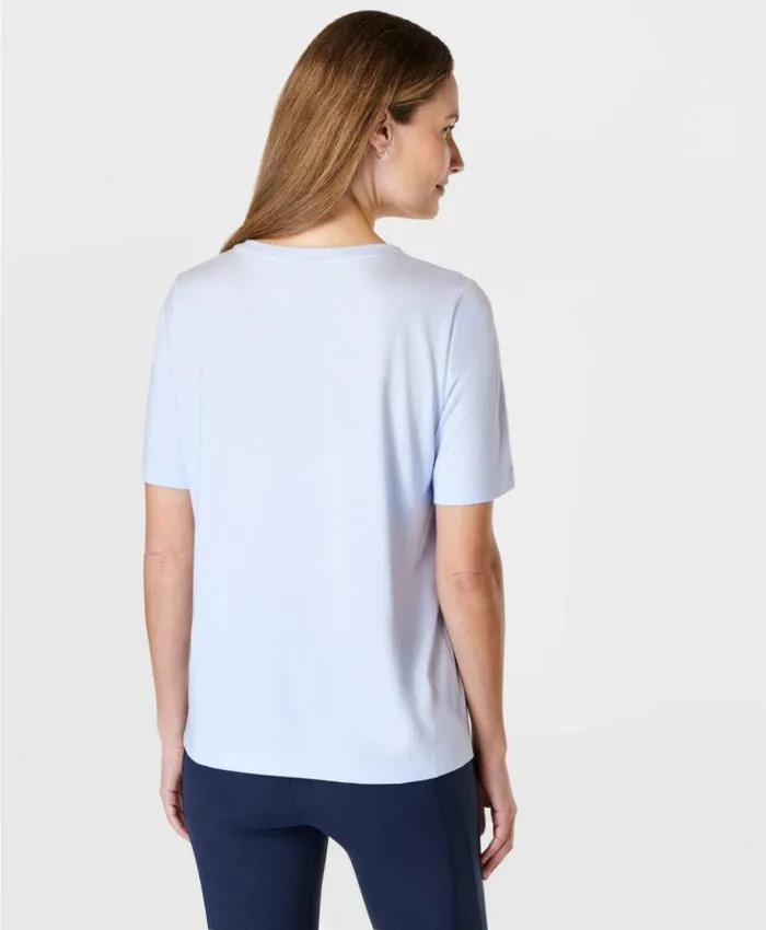 Sweaty Betty Essential VNeck Tee Salt Blue Clothing TShirts