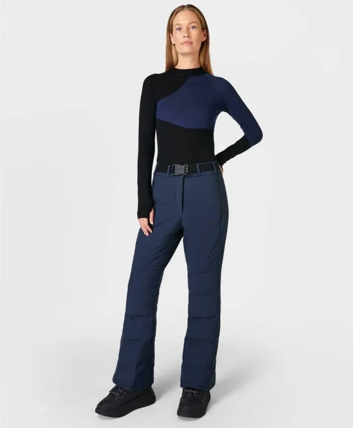 Sweaty Betty Merino Wave Turtle Neck Base Layer Top Blue Wave Jacquard Clothing Sweaters