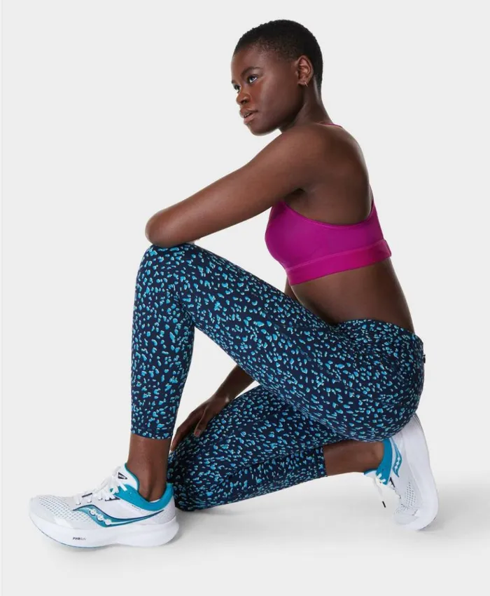 Sweaty Betty Power 78 Workout Leggings Blue Abstract Markings Print Clothing 78 Length Sweaty Betty Power 78 Workout Leggings Blue Abstract Markings Print Clothing 78 Length