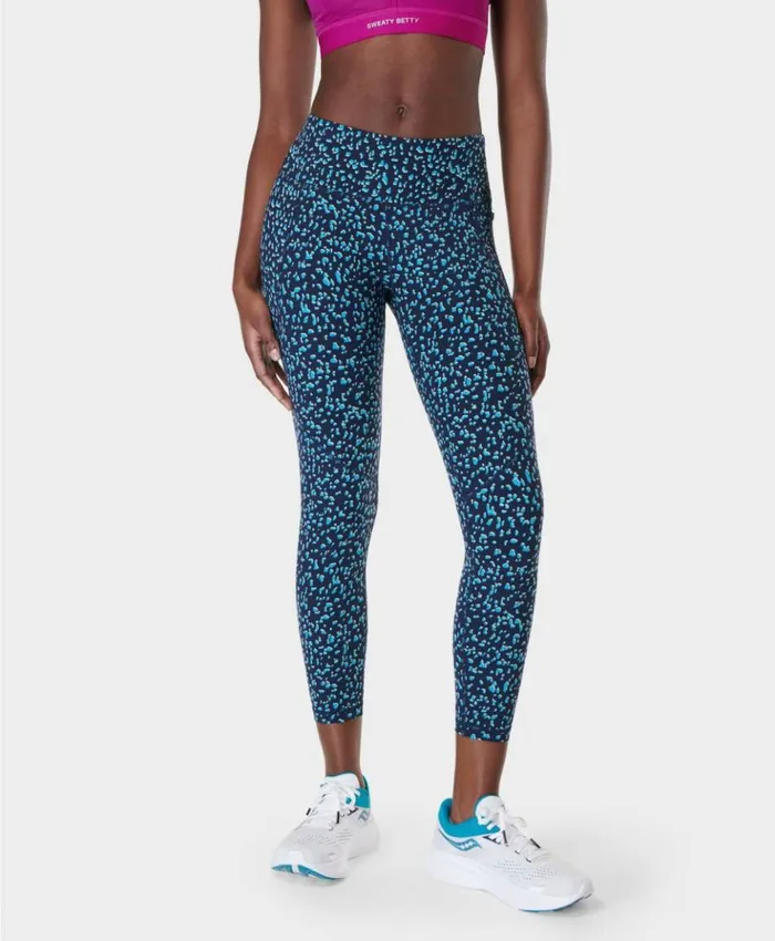 Sweaty Betty Power 78 Workout Leggings Blue Abstract Markings Print Clothing 78 Length Sweaty Betty Power 78 Workout Leggings Blue Abstract Markings Print Clothing 78 Length