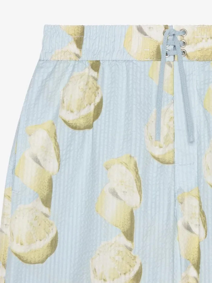 Swim Shorts In Cotton Seersucker With Lemon Print Blueyellow Men Givenchy Swimwear