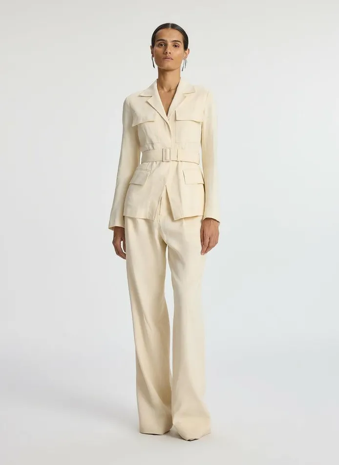 Swim Women ALC Savannah Stretch Linen Jacket Bone