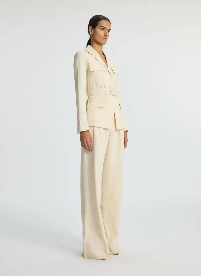 Swim Women ALC Savannah Stretch Linen Jacket Bone Swim Women ALC Savannah Stretch Linen Jacket Bone