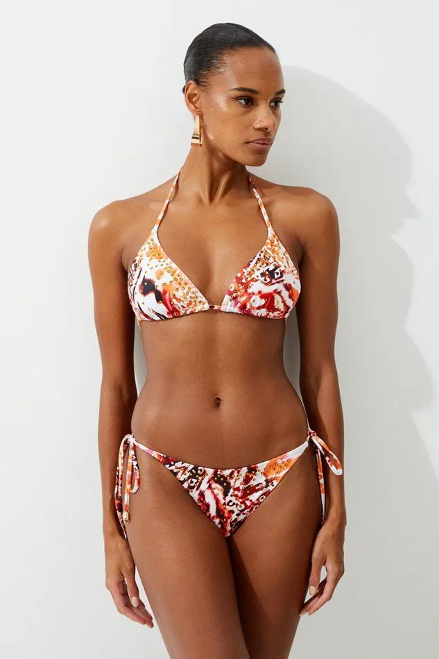 Swimwear Women Karen Millen Statement Print Embellished Trim Bikini Top Multi Swimwear Women Karen Millen Statement Print Embellished Trim Bikini Top Multi