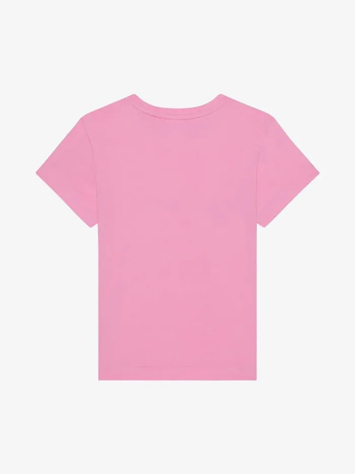 TShirt In Cotton With Rhinestones Pink Kids Givenchy