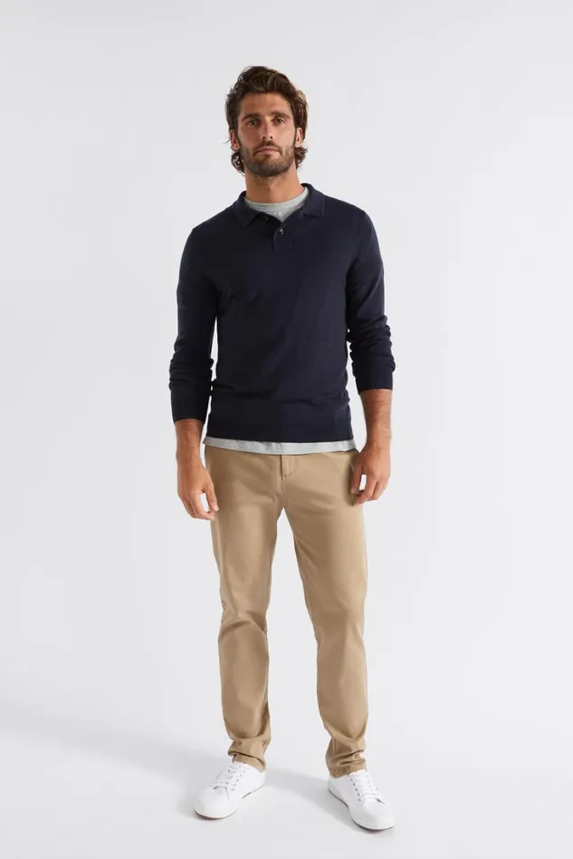 TShirts and Sweaters Man Seed Heritage Merino Knitted Polo Midnight Blue