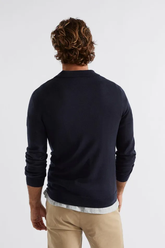 TShirts and Sweaters Man Seed Heritage Merino Knitted Polo Midnight Blue