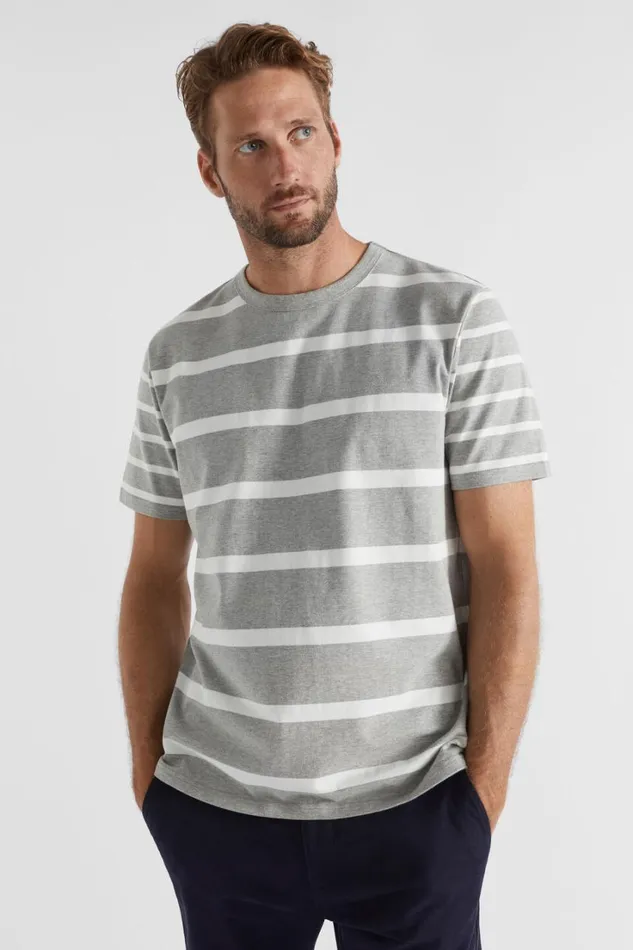 TShirts and Sweaters Man Seed Heritage Mixed Stripe Tee Grey Marle Stripe