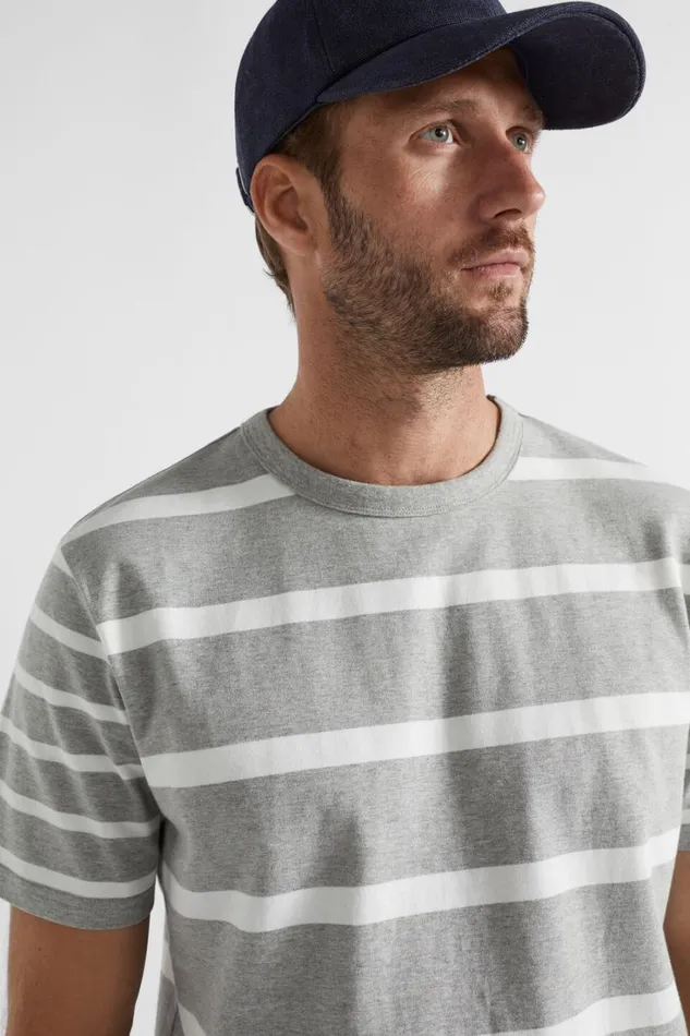 TShirts and Sweaters Man Seed Heritage Mixed Stripe Tee Grey Marle Stripe