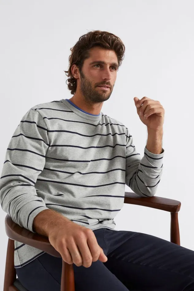 TShirts and Sweaters Man Seed Heritage Stripe Tee Grey Marle