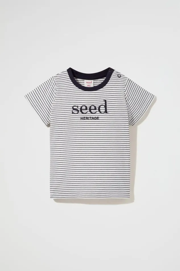 TShirts and Tops Baby Seed Heritage Core Logo Tee Blue Stripe