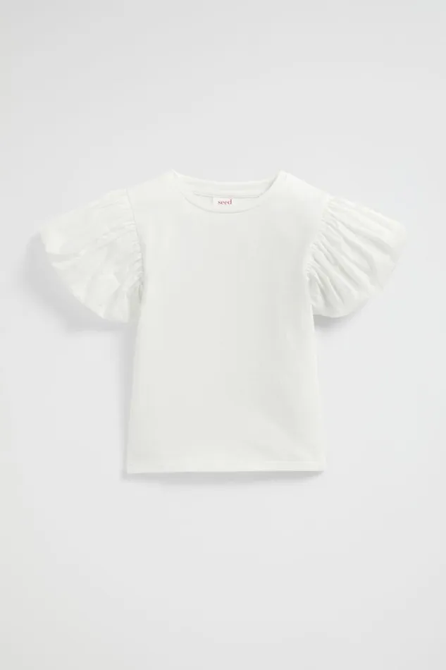 TShirts and Tops Girl Seed Heritage Bubble Sleeve Tee Canvas