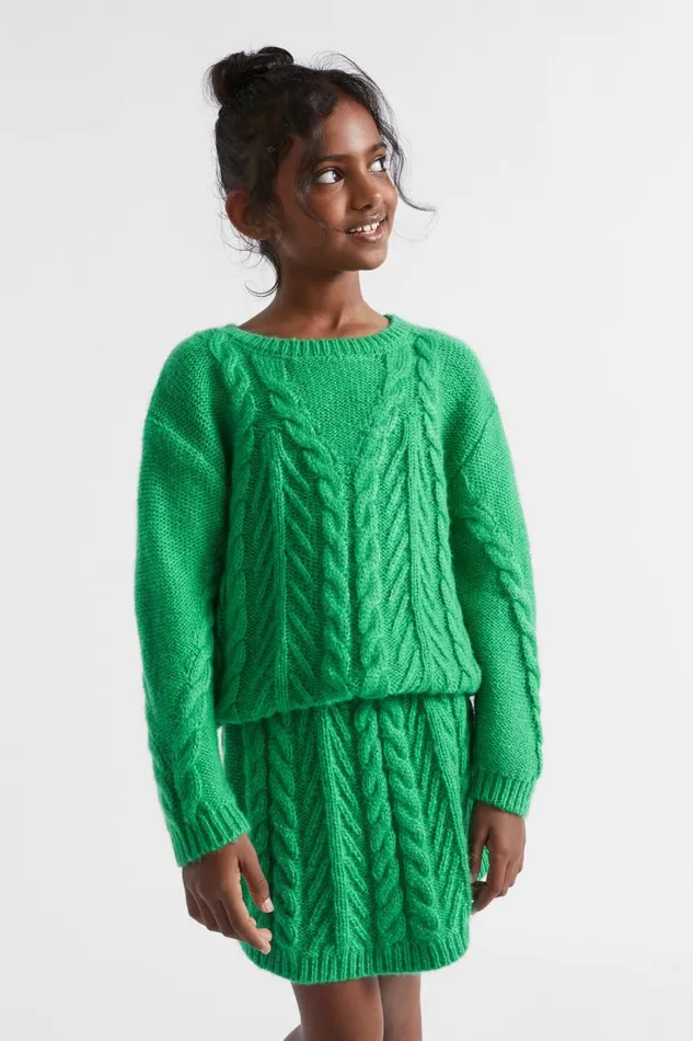 TShirts and Tops Girl Seed Heritage Linear Cable Knit Pea Green