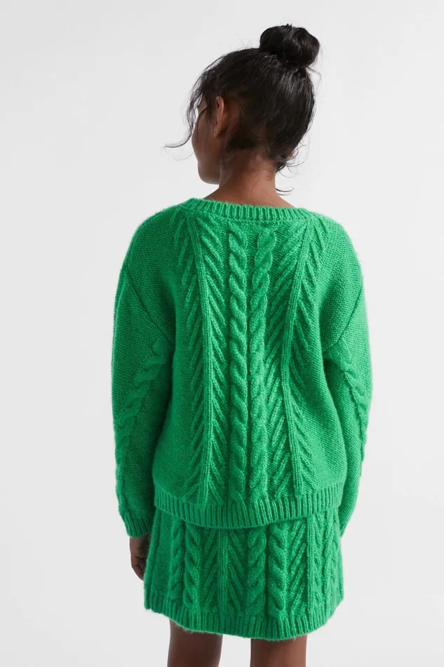 TShirts and Tops Girl Seed Heritage Linear Cable Knit Pea Green