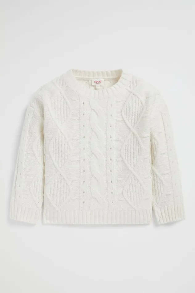 TShirts and Tops Girl Seed Heritage Pompom Cable Knit Canvas